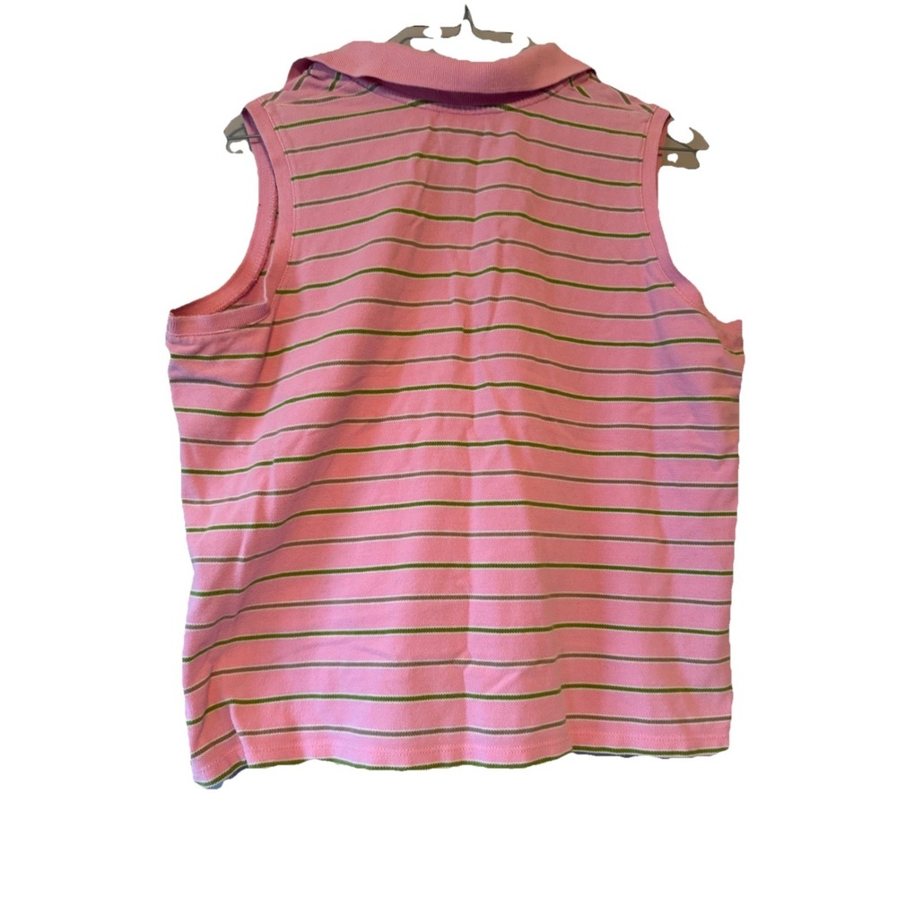 Vintage Preppy IZOD Sleeveless Striped Pink/Green Blouse Size Petite XL Logo - Picture 2 of 11
